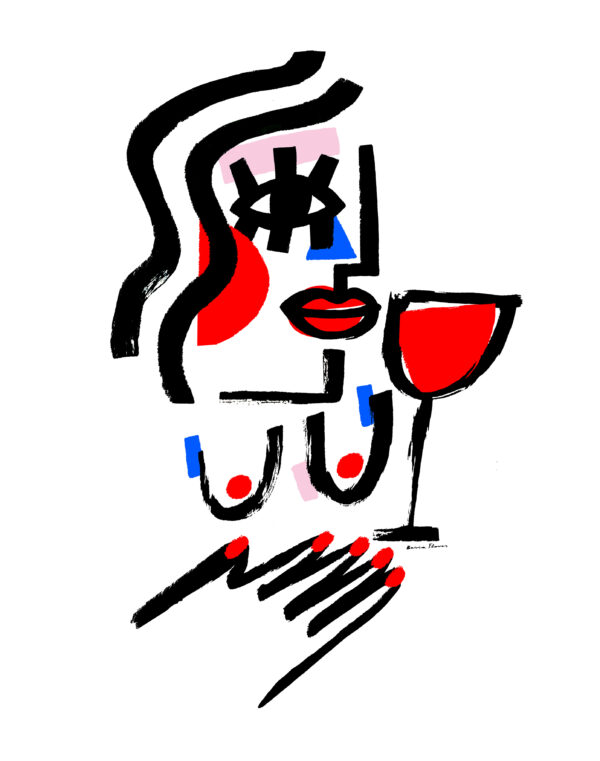 Basia Flores plakat obraz cycki wino dziewczyna